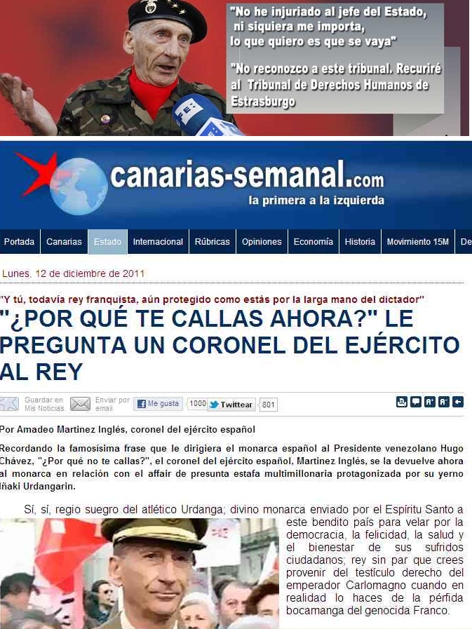 CORONEL ESPA&Ntilde;OL CONDENADO POR INJURIAS AL REY
