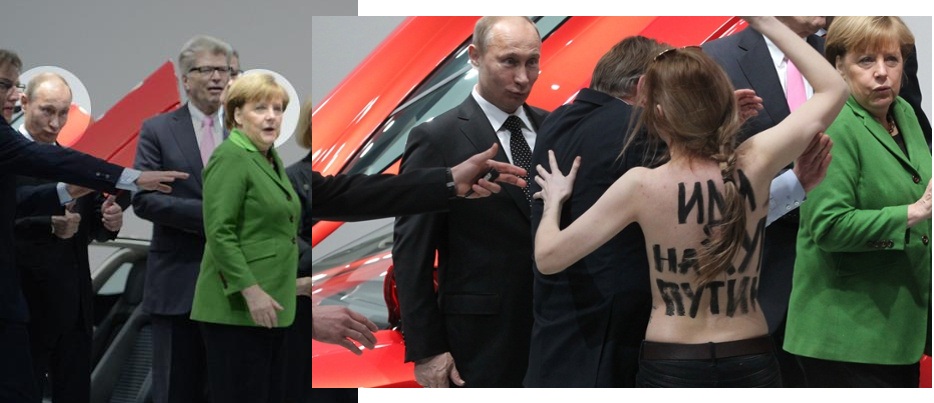 PROTESTA MUY EVIDENTE ANTE PUTIN Y MERKEL