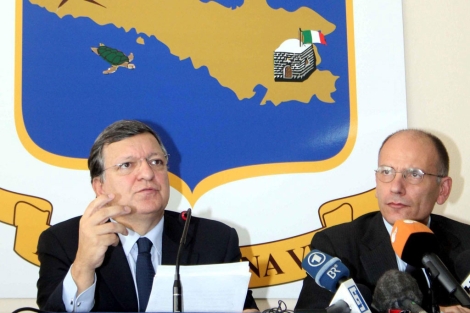 ABUCHEOS PARA LETTA Y BARROSO EN LAMPEDUSA