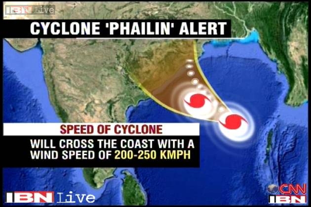 EL CICLÓN PHAILIN MOVILIZA A LA POBLACIÓN DE INDIA
