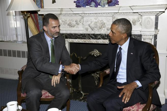 EL REY FELIPE SE ENTREVISTA CON OBAMA