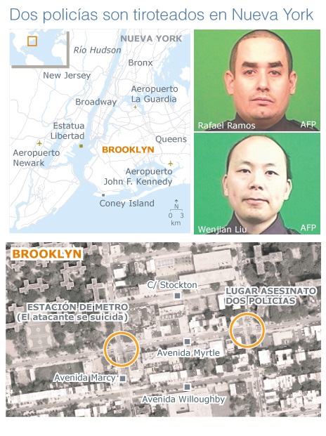 DOS POLICÍAS DE NY MUEREN TIROTEADOS EN VENGANZA POR LAS MUERTES DE AFROAMERICANOS