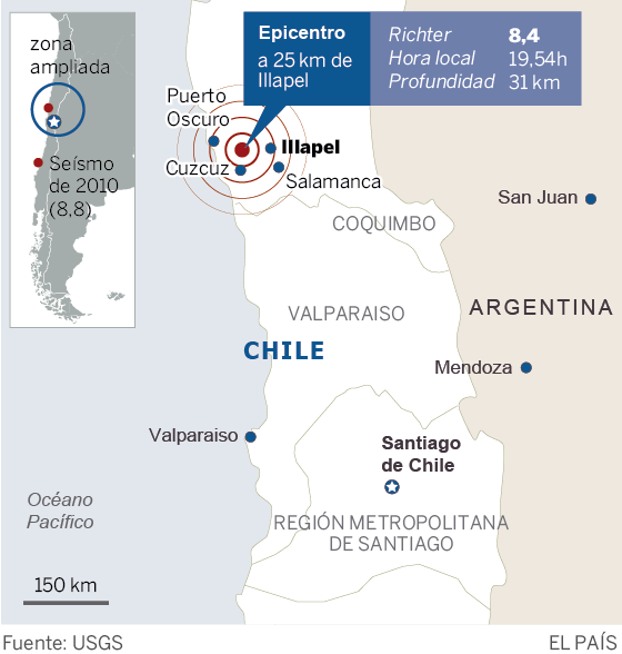 INTENSO TERREMOTO EN LA ZONA CENTRO DE CHILE