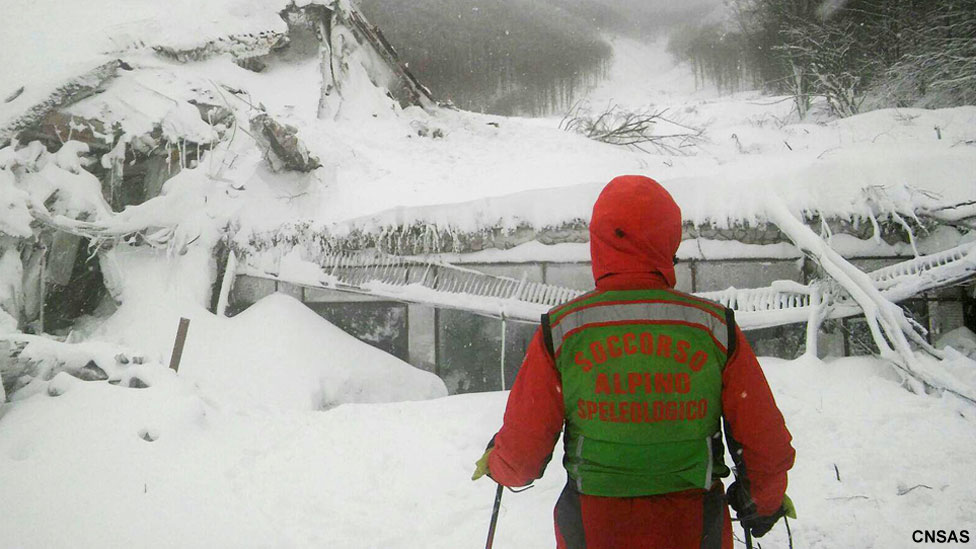 RESCATE DE SUPERVIVIENTES DEL HOTEL SEPULTADO POR UNA AVALANCHA