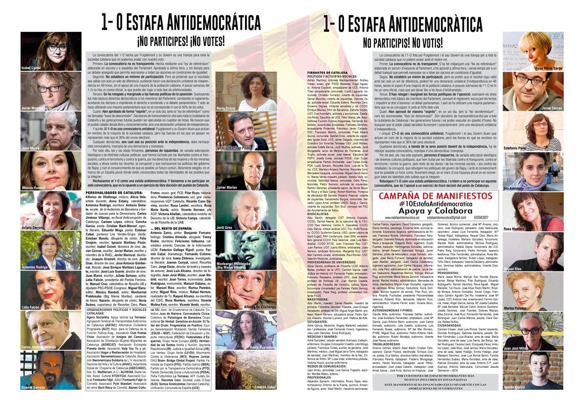 EL "PROCÉS" (CAPÍTULO 18/09): CATALUÑA Y EL ARTÍCULO 155 SIGUEN SIENDO “EL TEMA”