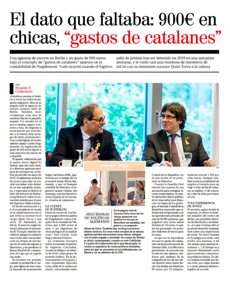 “GASTOS CATALANES” O LA OBSCENA VULGARIDAD SEXUAL DE LOS POLITICOS