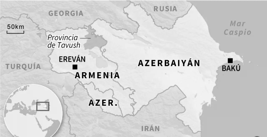 Armenia Azerbaiyan mapa combates la tinta