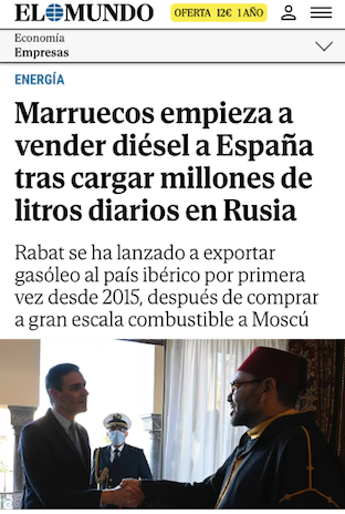 NEGOCIOS DE LA GUERRA: MARRUECOS VENDE DIESEL RUSO, PERO NO