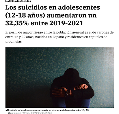 EL SUICIDIO ES LA PRIMERA CAUSA DE MUERTE EN JOVENES ESPAÑOLES