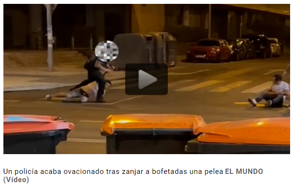 APLAUSOS A UN POLICIA QUE ZANJÓ UNA PELEA A BOFETÓN LIMPIO