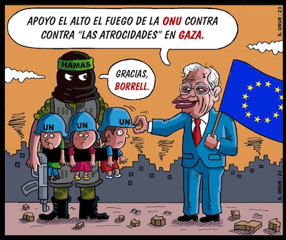 BORRELL GAZA NINOS ESCUDO HAMAS ONU EUROPA