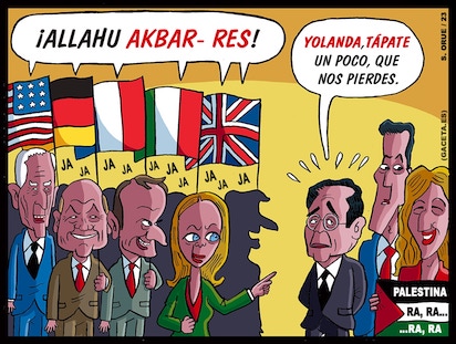 ALBARES YOLANDA MACRON MELONI OLAF SCHOLZ HAMAS PALESTINA REPULSA ESPANA