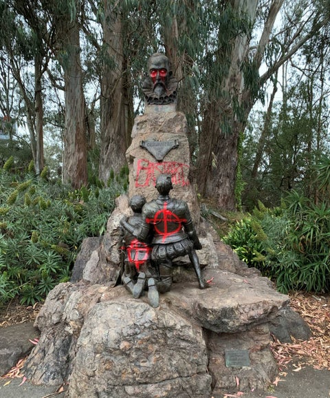 vandalizan la estatua de cervantes en el golden gate park de san francisco