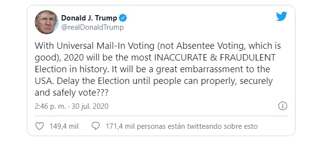 TRUMP QUIERE APLAZAR LAS ELECCIONES PRESIDENCIALES, DISQUE POR EL CORONAVIRUS…