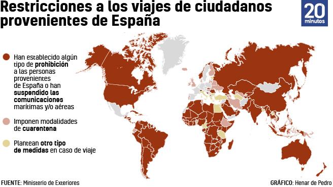 mapa viajes coronavirus