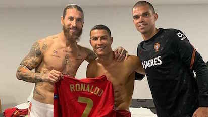 Futbol Partido amistoso Seleccion Espanola de Futbol Seleccion de futbol de Portugal Real Madrid Cristiano Ronaldo Kepler Laveran Lima Ferreira Pepe Sergio Ramos El Bernabeu 526707325 162011591 1024x576