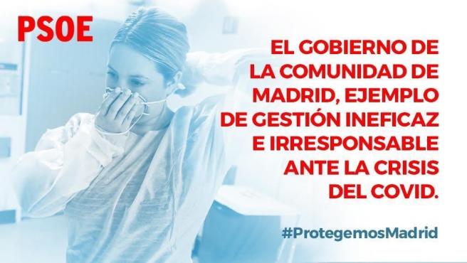 cartel del psoe criticando la gestion de la comunidad de madrid